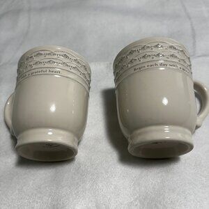 2 Mary & Martha Heirloom Mugs "Begin Each Day With A Graceful Heart"